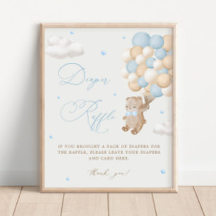 Teddy Bear Blue Baby Dusche Windelwanne Windelwann Poster