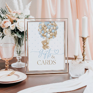 Teddy Bear Blue Balloon Baby Boy Showgeschenk Poster