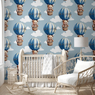 Teddy Bear Blue Balloon Baby Kinderzimmer Room Tapete