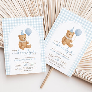 Teddy Bear Blue Balloon Babydusche Einladung