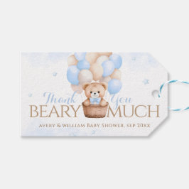 Teddy Bear Blue Balloon Babydusche Geschenkanhänger