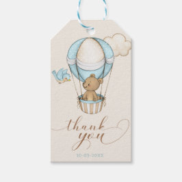 Teddy Bear Blue Balloon Danke, Baby Show Geschenkanhänger