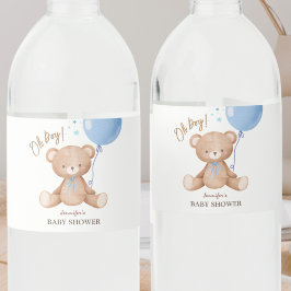 Teddy Bear Blue Balloon | Kinderdusche Wasser Wasserflaschenetikett
