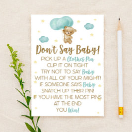 Teddy Bear Blue Balloon Say Baby Shower Game nicht