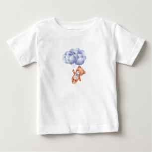 Teddy Bear Blue Balloon Wassercolor Babydusche Baby T-shirt