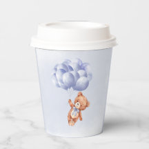 Teddy Bear Blue Balloon Wassercolor Babydusche