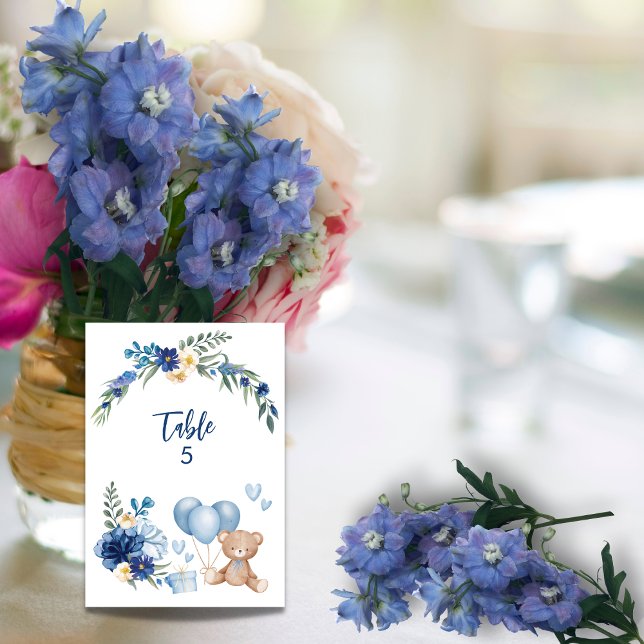 Teddy Bear Blue Balloon Wasserfarbe Blume Tischnummer (Von Creator hochgeladen)