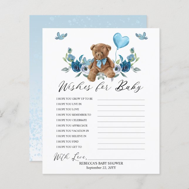 Teddy Bear Blue Balloon will Baby Game (Vorne/Hinten)