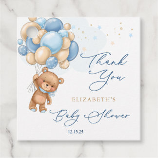 Teddy Bear Blue Balloons Babydusche Vielen Dank Geschenkanhänger
