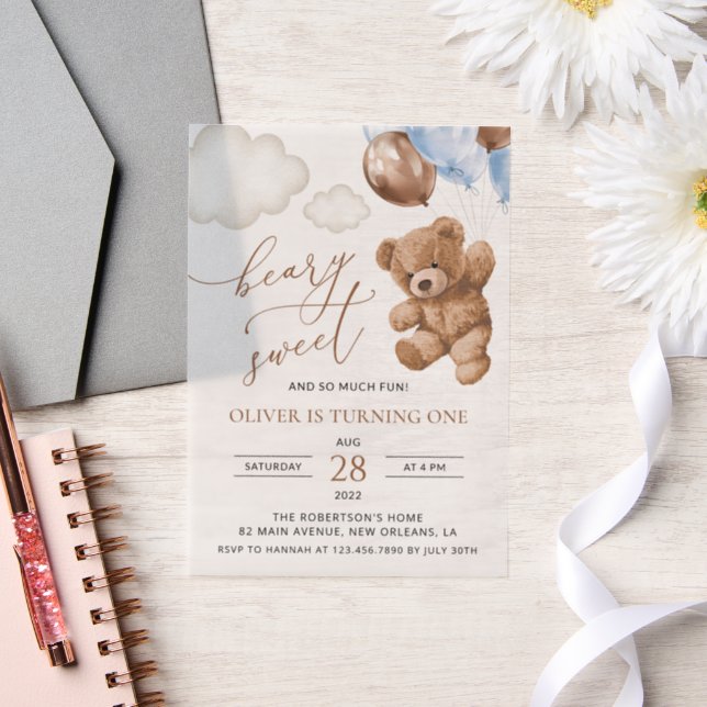Teddy Bear, Blue Balloons, erster Geburtstag (Hochzeit)