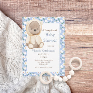 Teddy Bear Blue Boy Baby Dusche Einladung