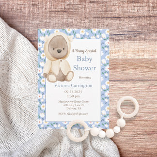 Teddy Bear Blue Boy Baby Dusche Einladung