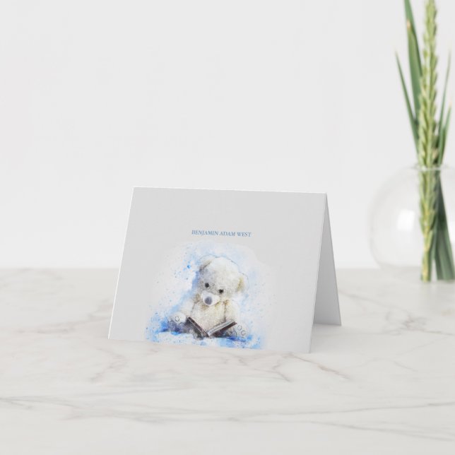 Teddy Bear Blue Foto Vielen Dank Notecard Dankeskarte (Vorderseite)