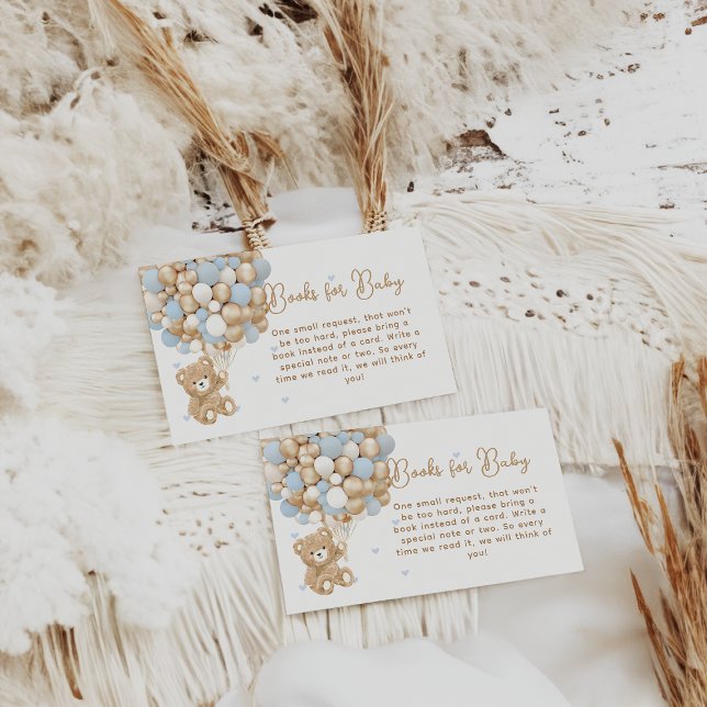 Teddy Bear Blue Heart & Balloon Baby Boy Show Begleitkarte (Von Creator hochgeladen)