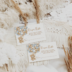 Teddy Bear Blue Heart & Balloon Baby Boy Show Begleitkarte