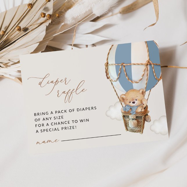 Teddy Bear, Blue Hot Air Ballon, Windelruder Begleitkarte (Von Creator hochgeladen)