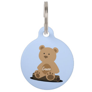Teddy Bear Blue Personalisiert Pet ID Tag Haustiermarke
