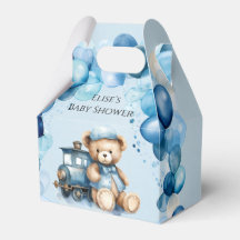 Teddy Bear Blue Train Boy Baby Dusche