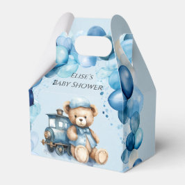 Teddy Bear Blue Train Boy Baby Dusche Geschenkschachtel