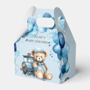Teddy Bear Blue Train Boy Baby Dusche Geschenkschachtel