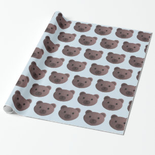 Teddy Bear Blue und Brown Gift Wrap Geschenkpapier
