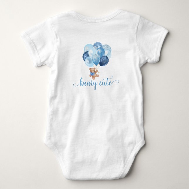 Teddy Bear Blue und Silver Balloons Baby Bodys Strampler (Rückseite)