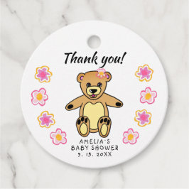 Teddy Bear Blume Babydusche Danke Geschenkanhänger
