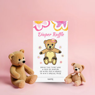 Teddy Bear Blume Babydusche Windelwanne Raffel Begleitkarte