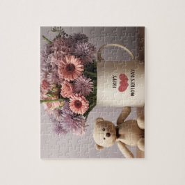 Teddy Bear, Blume & Coffee Tasse - Jigasaw Puzzle