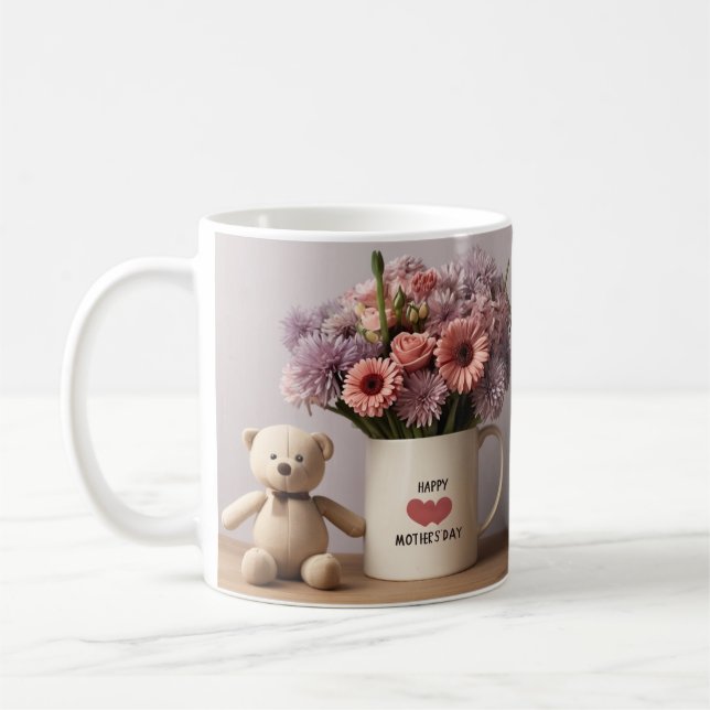 Teddy Bear, Blume & Coffee Tasse Muttertagsgeschen (Links)