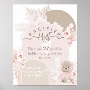 Teddy Bear Boho Baby Dusche Schnuller Jagdspiel Poster