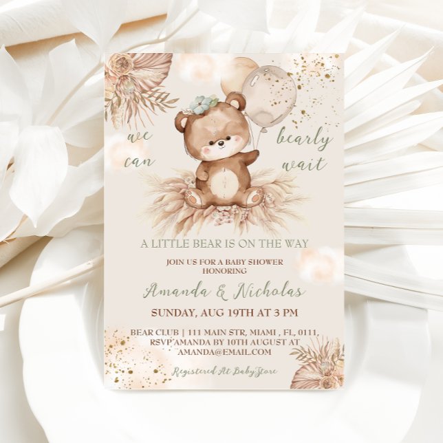 Teddy Bear Boho Baby Shower Einladung (Von Creator hochgeladen)