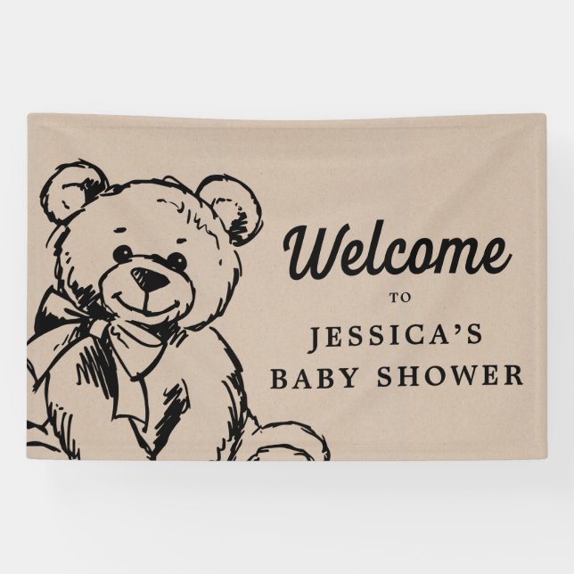 Teddy Bear Boho Babydusche Begrüßungszeichen Banner (Horizontal)