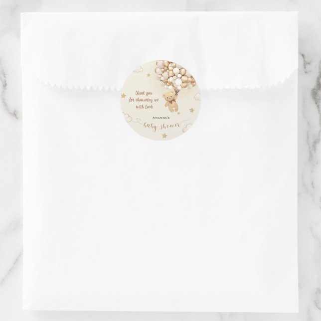 Teddy Bear Boho Babydusche Danke Runder Aufkleber (Tasche)