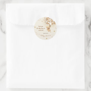 Teddy Bear Boho Babydusche Danke Runder Aufkleber