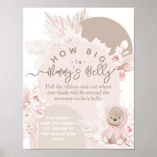 Teddy Bear Boho Girl Baby Shower rät Bauchspiel Poster