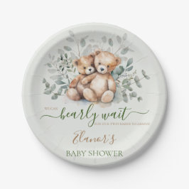 Teddy Bear Boho Twins Gender Neutral Baby Shower Pappteller
