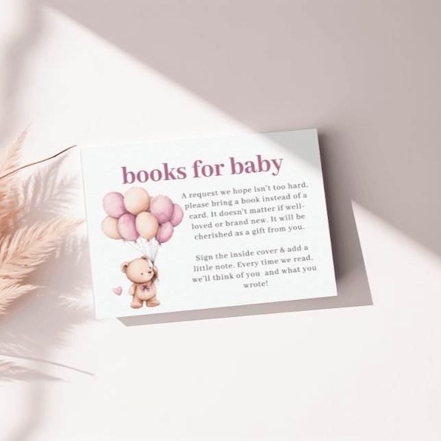 Teddy Bear Books Baby Violet Heart Beige Balloons Begleitkarte (Von Creator hochgeladen)