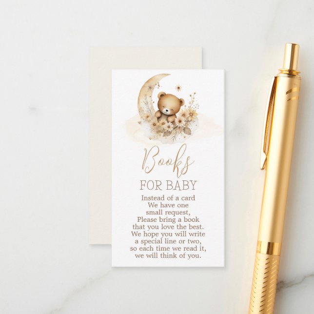 Teddy Bear Books for Baby Boy Card Begleitkarte (Vorderseite/Rückseite Beispiel)