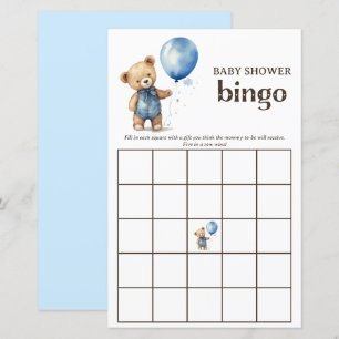 Teddy Bear Boy Baby Dusche Bingo Spiel