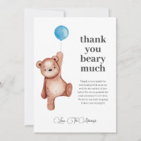 Teddy Bear Boy Baby Dusche Danke Karte