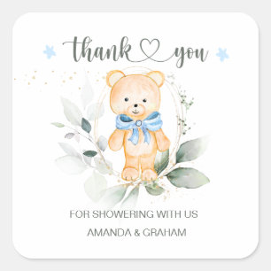 Teddy Bear Boy Baby Dusche Danke Sticker