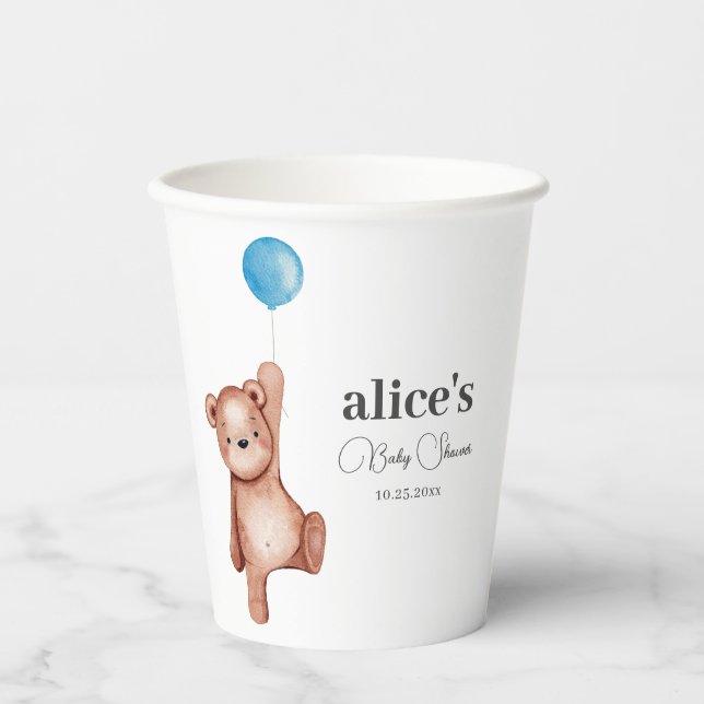 Teddy Bear Boy Baby Shooting Paper Cups Pappbecher (Vorderseite)