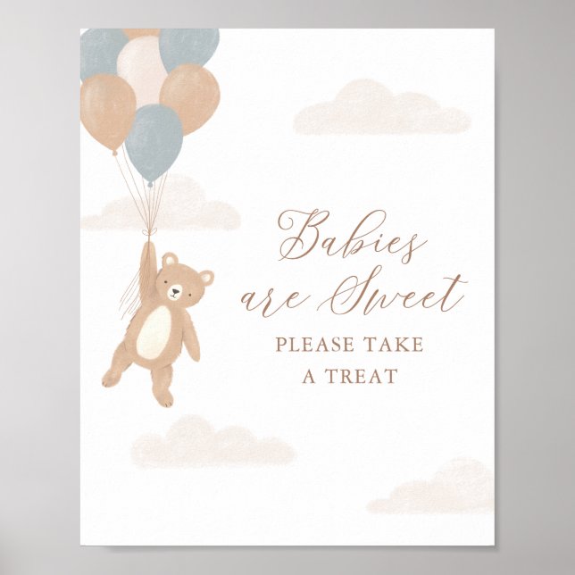 Teddy Bear Boy Baby Shower Babys sind Sweet Sign Poster (Vorne)