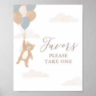 Teddy Bear Boy Baby Shower bevorzugt Schild