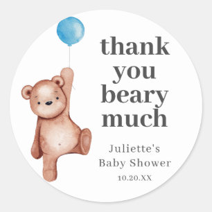Teddy Bear Boy Baby Shower Classic Round Sticker