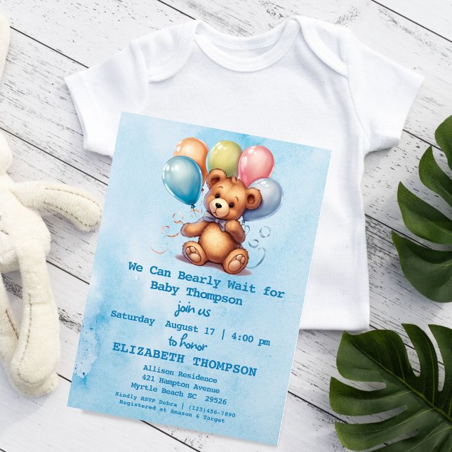 Teddy Bear Boy Baby Shower Einladung (Von Creator hochgeladen)