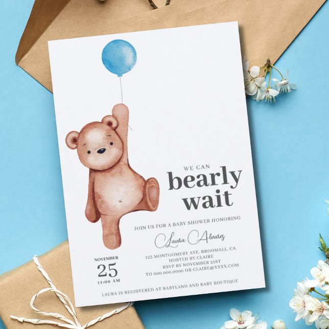 Teddy Bear Boy Baby Shower Einladung (Von Creator hochgeladen)