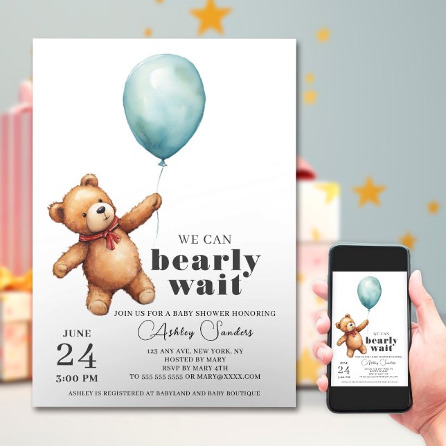 Teddy Bear Boy Baby Shower Einladung (Von Creator hochgeladen)