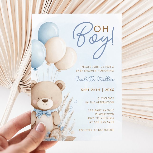 Teddy Bear Boy Baby Shower Einladung (Von Creator hochgeladen)